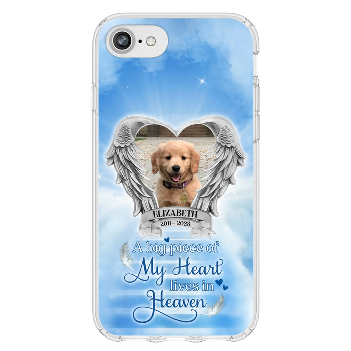 Custom Personalized Memorial Phone Case - Upload Photo - Memorial Gift Idea For Family Member/ Pet Owner - A Big Piece Of My Heart Lives In Heaven - Case For iPhone And Samsung