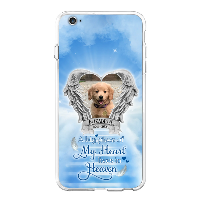 Custom Personalized Memorial Phone Case - Upload Photo - Memorial Gift Idea For Family Member/ Pet Owner - A Big Piece Of My Heart Lives In Heaven - Case For iPhone And Samsung