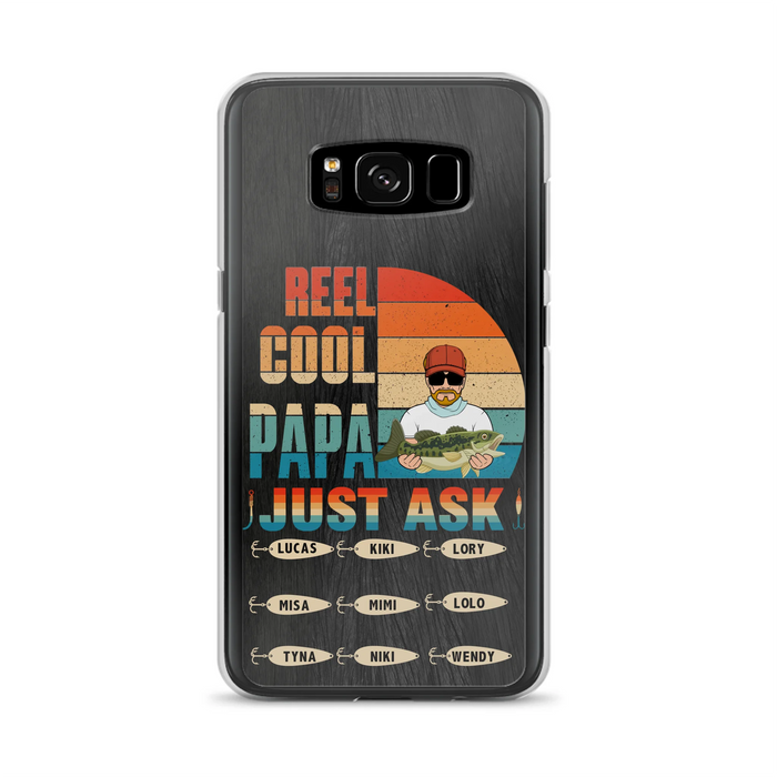 Personalized Reel Cool Dad Phone Case - Gift Idea For Father's Day/Grandpa/Fishing Lovers - Up to 9 Kids - Reel Cool Papa Just Ask - Cases For iPhone/Samsung