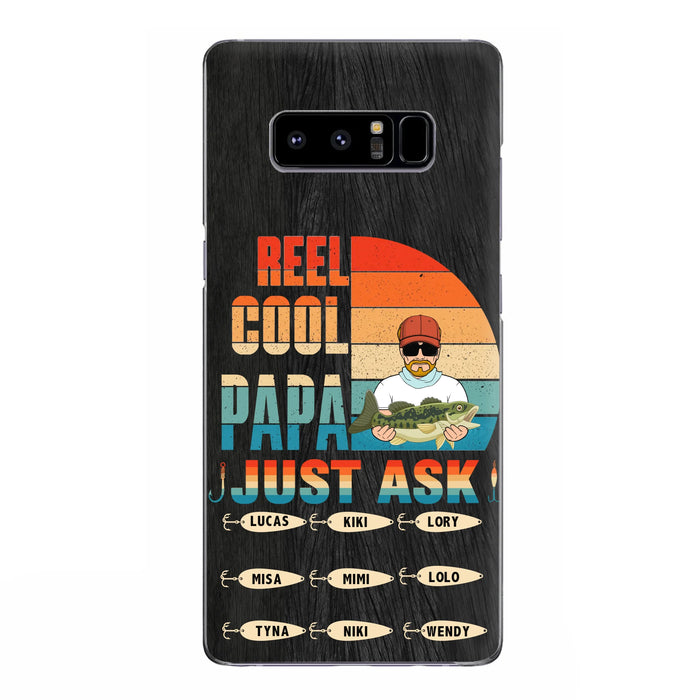 Personalized Reel Cool Dad Phone Case - Gift Idea For Father's Day/Grandpa/Fishing Lovers - Up to 9 Kids - Reel Cool Papa Just Ask - Cases For iPhone/Samsung