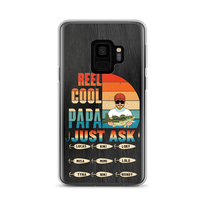 Personalized Reel Cool Dad Phone Case - Gift Idea For Father's Day/Grandpa/Fishing Lovers - Up to 9 Kids - Reel Cool Papa Just Ask - Cases For iPhone/Samsung
