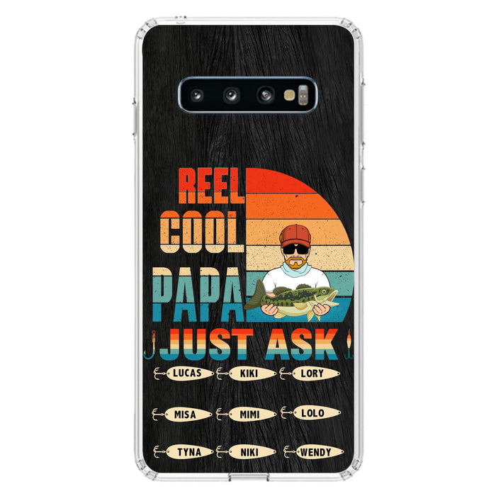 Personalized Reel Cool Dad Phone Case - Gift Idea For Father's Day/Grandpa/Fishing Lovers - Up to 9 Kids - Reel Cool Papa Just Ask - Cases For iPhone/Samsung