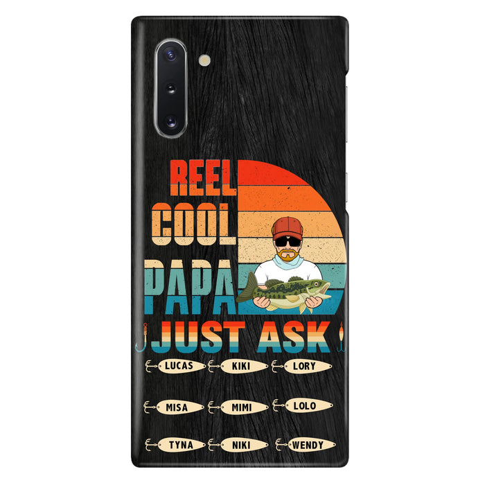 Personalized Reel Cool Dad Phone Case - Gift Idea For Father's Day/Grandpa/Fishing Lovers - Up to 9 Kids - Reel Cool Papa Just Ask - Cases For iPhone/Samsung