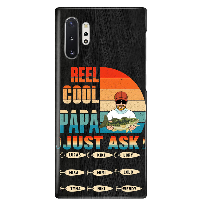 Personalized Reel Cool Dad Phone Case - Gift Idea For Father's Day/Grandpa/Fishing Lovers - Up to 9 Kids - Reel Cool Papa Just Ask - Cases For iPhone/Samsung