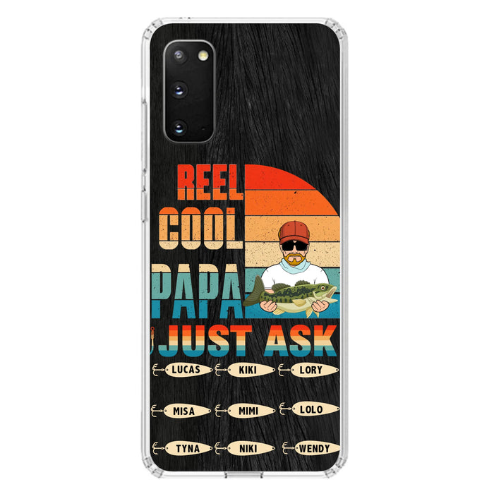 Personalized Reel Cool Dad Phone Case - Gift Idea For Father's Day/Grandpa/Fishing Lovers - Up to 9 Kids - Reel Cool Papa Just Ask - Cases For iPhone/Samsung