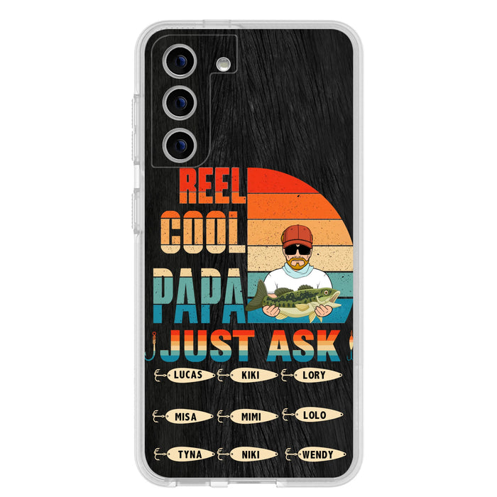 Personalized Reel Cool Dad Phone Case - Gift Idea For Father's Day/Grandpa/Fishing Lovers - Up to 9 Kids - Reel Cool Papa Just Ask - Cases For iPhone/Samsung