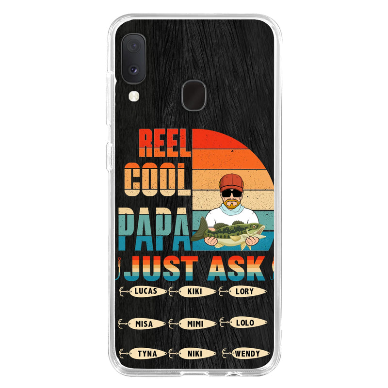 Personalized Reel Cool Dad Phone Case - Gift Idea For Father's Day/Grandpa/Fishing Lovers - Up to 9 Kids - Reel Cool Papa Just Ask - Cases For iPhone/Samsung