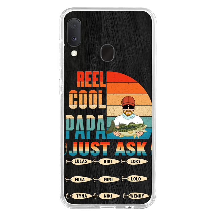 Personalized Reel Cool Dad Phone Case - Gift Idea For Father's Day/Grandpa/Fishing Lovers - Up to 9 Kids - Reel Cool Papa Just Ask - Cases For iPhone/Samsung