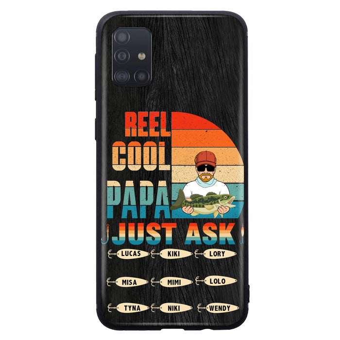 Personalized Reel Cool Dad Phone Case - Gift Idea For Father's Day/Grandpa/Fishing Lovers - Up to 9 Kids - Reel Cool Papa Just Ask - Cases For iPhone/Samsung