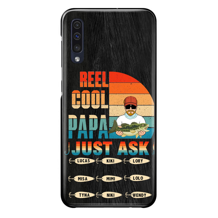 Personalized Reel Cool Dad Phone Case - Gift Idea For Father's Day/Grandpa/Fishing Lovers - Up to 9 Kids - Reel Cool Papa Just Ask - Cases For iPhone/Samsung