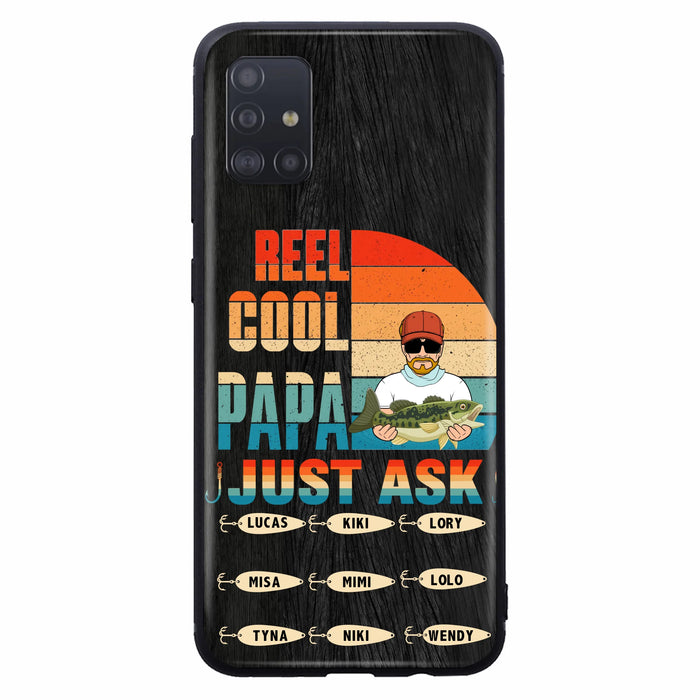 Personalized Reel Cool Dad Phone Case - Gift Idea For Father's Day/Grandpa/Fishing Lovers - Up to 9 Kids - Reel Cool Papa Just Ask - Cases For iPhone/Samsung