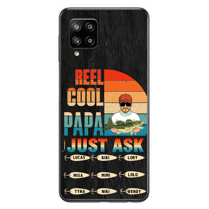 Personalized Reel Cool Dad Phone Case - Gift Idea For Father's Day/Grandpa/Fishing Lovers - Up to 9 Kids - Reel Cool Papa Just Ask - Cases For iPhone/Samsung