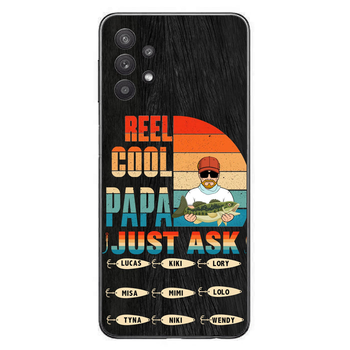 Personalized Reel Cool Dad Phone Case - Gift Idea For Father's Day/Grandpa/Fishing Lovers - Up to 9 Kids - Reel Cool Papa Just Ask - Cases For iPhone/Samsung