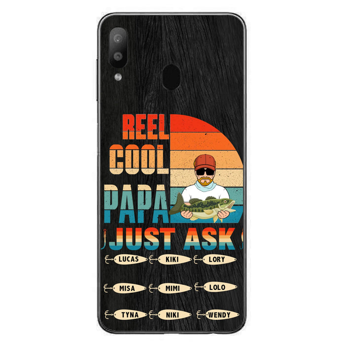Personalized Reel Cool Dad Phone Case - Gift Idea For Father's Day/Grandpa/Fishing Lovers - Up to 9 Kids - Reel Cool Papa Just Ask - Cases For iPhone/Samsung