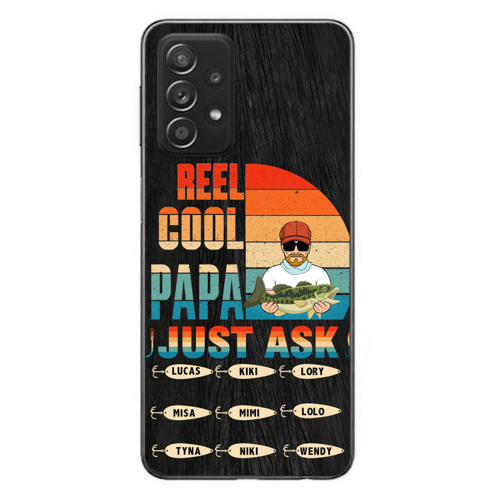 Personalized Reel Cool Dad Phone Case - Gift Idea For Father's Day/Grandpa/Fishing Lovers - Up to 9 Kids - Reel Cool Papa Just Ask - Cases For iPhone/Samsung