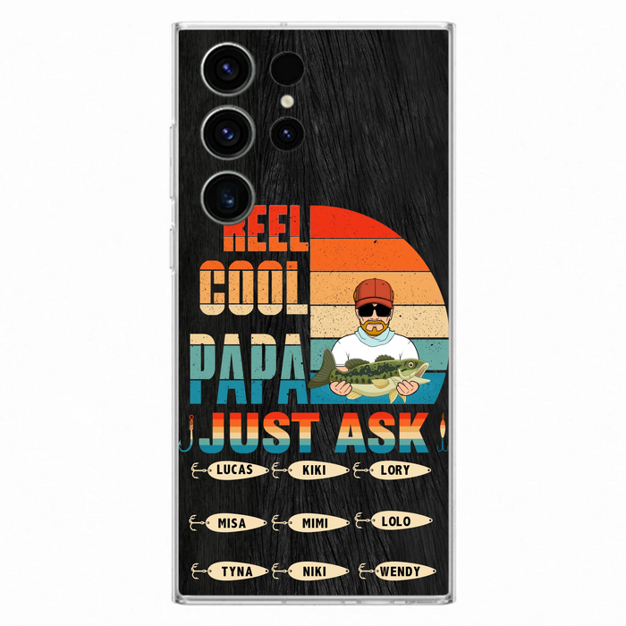 Personalized Reel Cool Dad Phone Case - Gift Idea For Father's Day/Grandpa/Fishing Lovers - Up to 9 Kids - Reel Cool Papa Just Ask - Cases For iPhone/Samsung