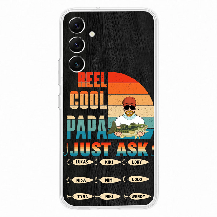 Personalized Reel Cool Dad Phone Case - Gift Idea For Father's Day/Grandpa/Fishing Lovers - Up to 9 Kids - Reel Cool Papa Just Ask - Cases For iPhone/Samsung