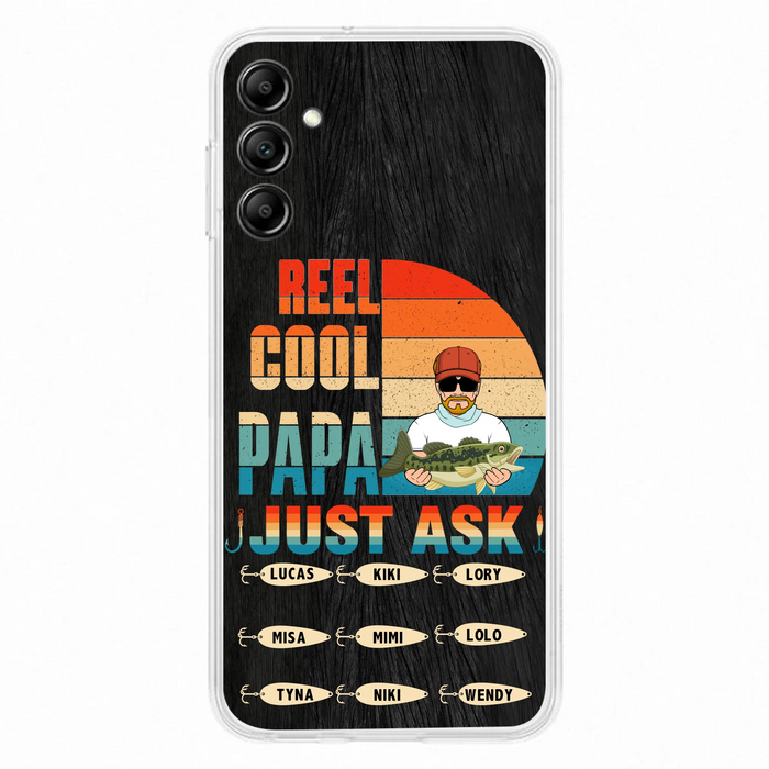 Personalized Reel Cool Dad Phone Case - Gift Idea For Father's Day/Grandpa/Fishing Lovers - Up to 9 Kids - Reel Cool Papa Just Ask - Cases For iPhone/Samsung