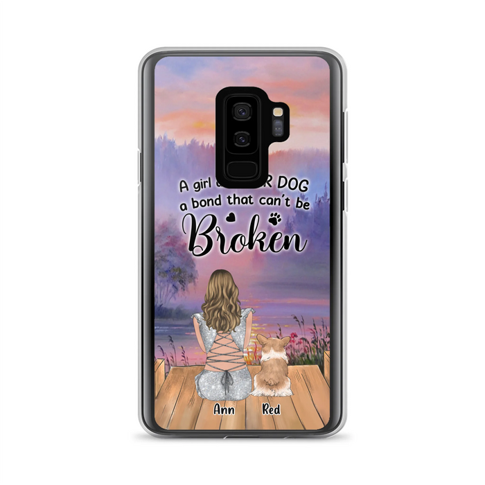 Custom Personalized Dog Mom Phone Case - Upto 4 Dogs - Mother's Day Gift Idea for Dog Lovers - A Girl And Her Dog A Bond That Can't Be Broken - Case for iPhone/Samsung