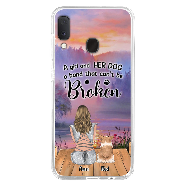Custom Personalized Dog Mom Phone Case - Upto 4 Dogs - Mother's Day Gift Idea for Dog Lovers - A Girl And Her Dog A Bond That Can't Be Broken - Case for iPhone/Samsung