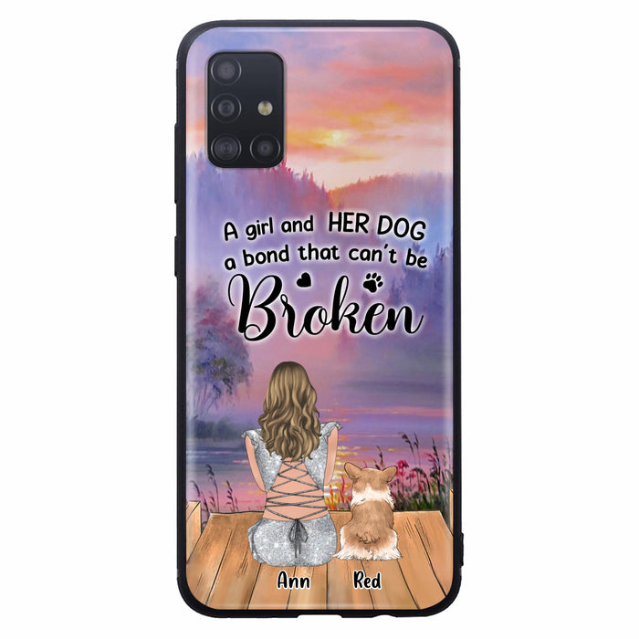 Custom Personalized Dog Mom Phone Case - Upto 4 Dogs - Mother's Day Gift Idea for Dog Lovers - A Girl And Her Dog A Bond That Can't Be Broken - Case for iPhone/Samsung
