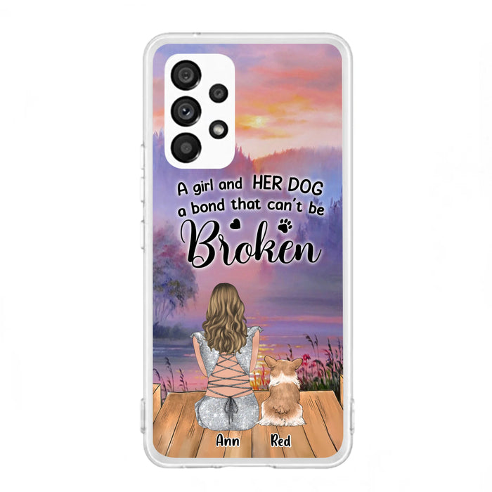 Custom Personalized Dog Mom Phone Case - Upto 4 Dogs - Mother's Day Gift Idea for Dog Lovers - A Girl And Her Dog A Bond That Can't Be Broken - Case for iPhone/Samsung