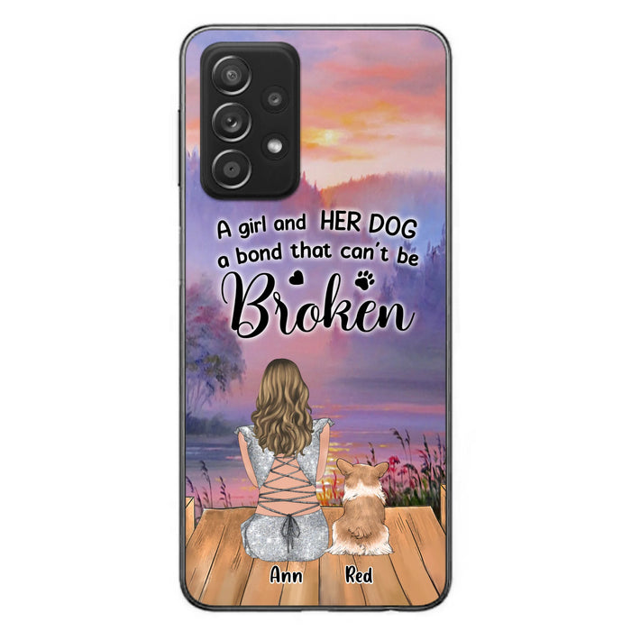 Custom Personalized Dog Mom Phone Case - Upto 4 Dogs - Mother's Day Gift Idea for Dog Lovers - A Girl And Her Dog A Bond That Can't Be Broken - Case for iPhone/Samsung