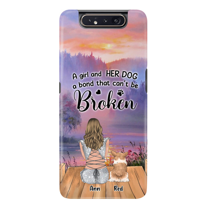 Custom Personalized Dog Mom Phone Case - Upto 4 Dogs - Mother's Day Gift Idea for Dog Lovers - A Girl And Her Dog A Bond That Can't Be Broken - Case for iPhone/Samsung