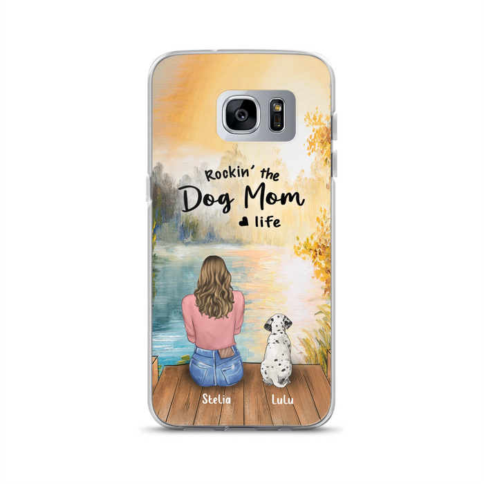 Custom Personalized Dog Mom Phone Case - Gifts For Dog Lovers With Upto 4 Dogs - Rockin' The Dog Mom Life - Case For iPhone, Samsung And Xiaomi