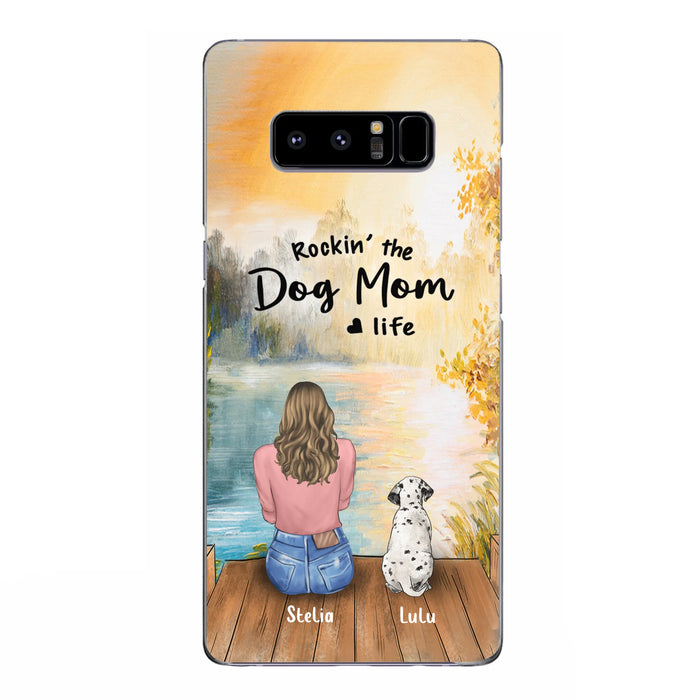 Custom Personalized Dog Mom Phone Case - Gifts For Dog Lovers With Upto 4 Dogs - Rockin' The Dog Mom Life - Case For iPhone, Samsung And Xiaomi