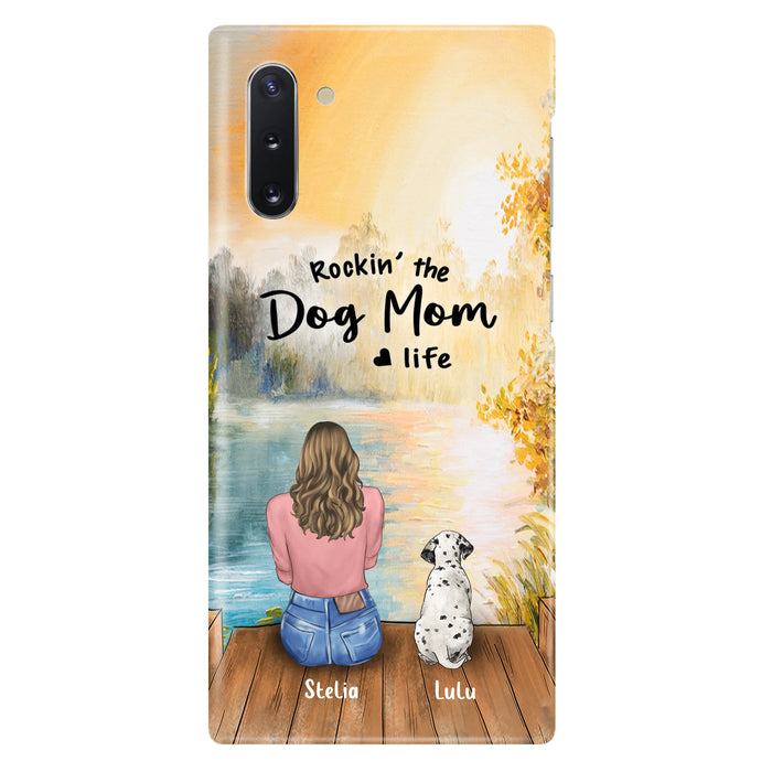 Custom Personalized Dog Mom Phone Case - Gifts For Dog Lovers With Upto 4 Dogs - Rockin' The Dog Mom Life - Case For iPhone, Samsung And Xiaomi