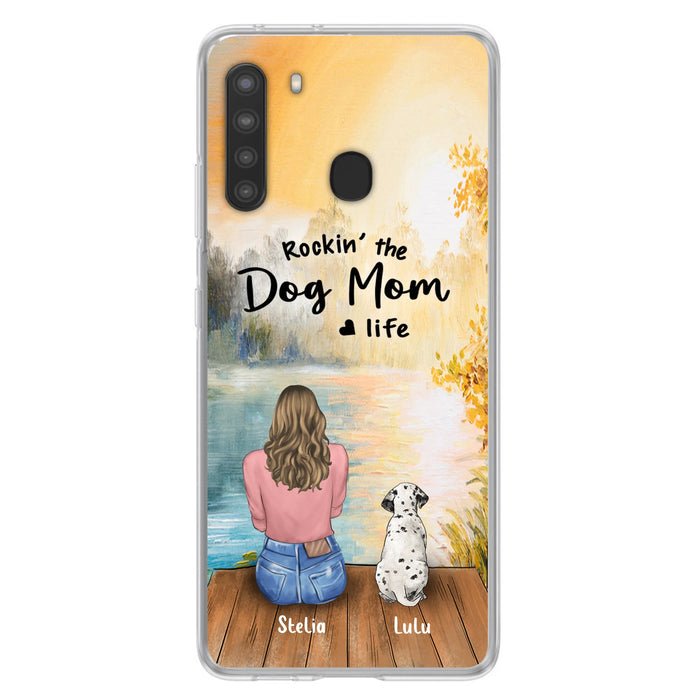 Custom Personalized Dog Mom Phone Case - Gifts For Dog Lovers With Upto 4 Dogs - Rockin' The Dog Mom Life - Case For iPhone, Samsung And Xiaomi