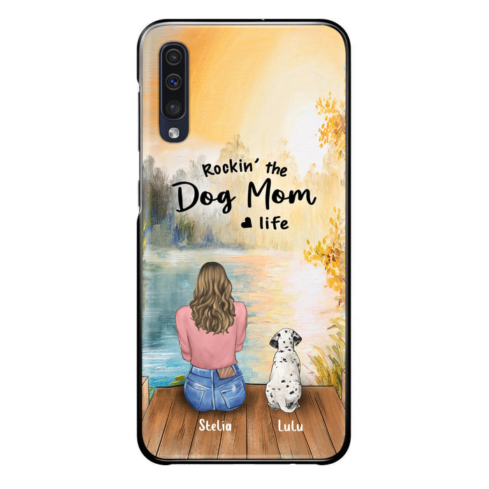Custom Personalized Dog Mom Phone Case - Gifts For Dog Lovers With Upto 4 Dogs - Rockin' The Dog Mom Life - Case For iPhone, Samsung And Xiaomi