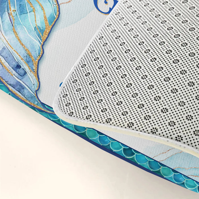 Personalized Mermaid Doormat - A Mermaid Lives Here With The Greatest Catch Of Her Life