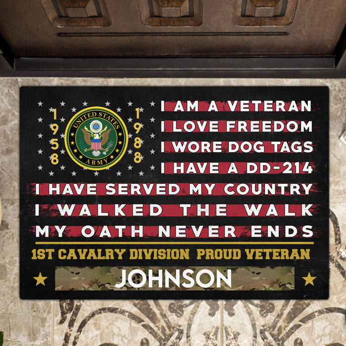 Personalized Veteran Doormat - Gift Idea For Veteran - I Am A Veteran I Love Freedom