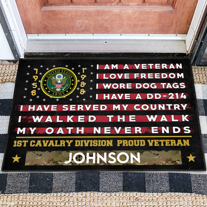 Personalized Veteran Doormat - Gift Idea For Veteran - I Am A Veteran I Love Freedom