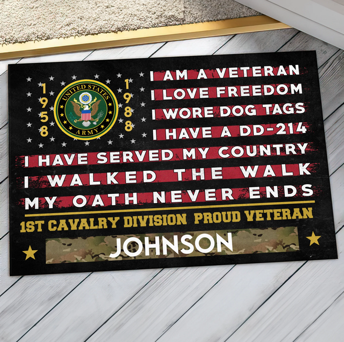 Personalized Veteran Doormat - Gift Idea For Veteran - I Am A Veteran I Love Freedom