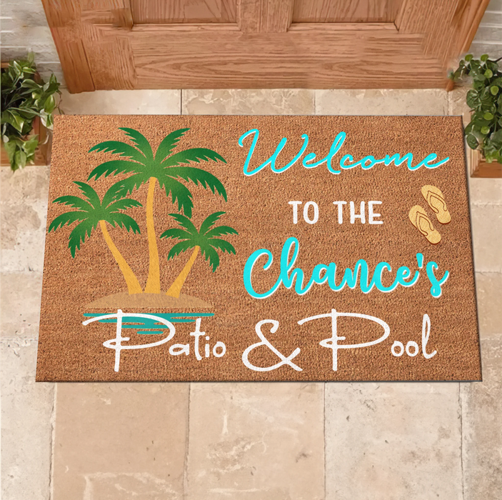 Personalized Patio Doormat - Welcome To The Patio & Pool - Gift Idea For Family