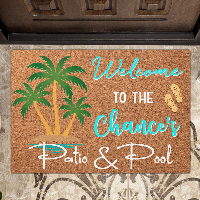Personalized Patio Doormat - Welcome To The Patio & Pool - Gift Idea For Family
