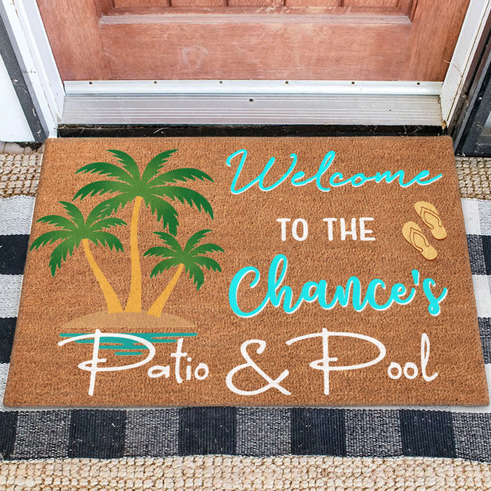 Personalized Patio Doormat - Welcome To The Patio & Pool - Gift Idea For Family