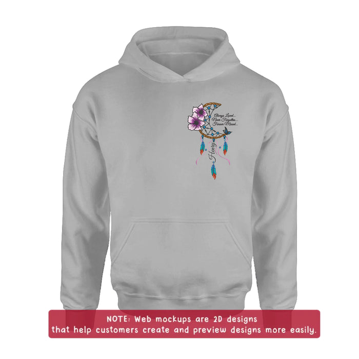 Personalized Memorial Embroidered T-Shirt/Sweater/Hoodie - Memorial Gift Idea - Always Loved Never Forgotten Forever Missed