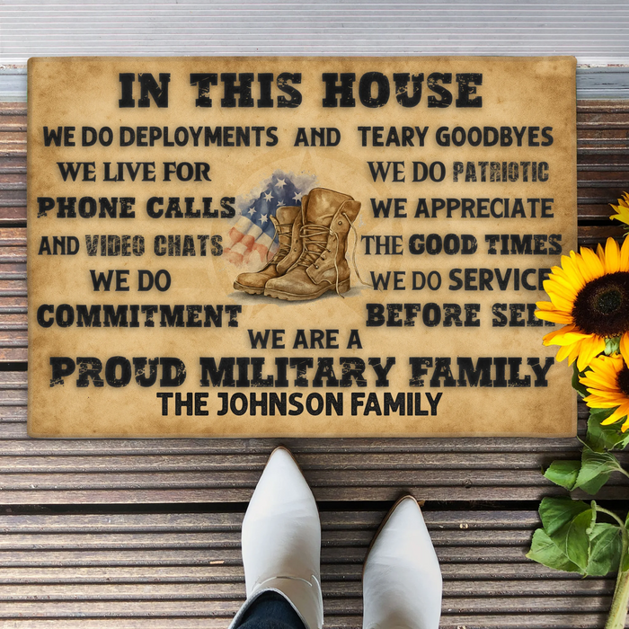 Personalized Family Doormat - Gifts For Family/Patriots/Memorial Day/Independence Day - We Are A Proud Military Family
