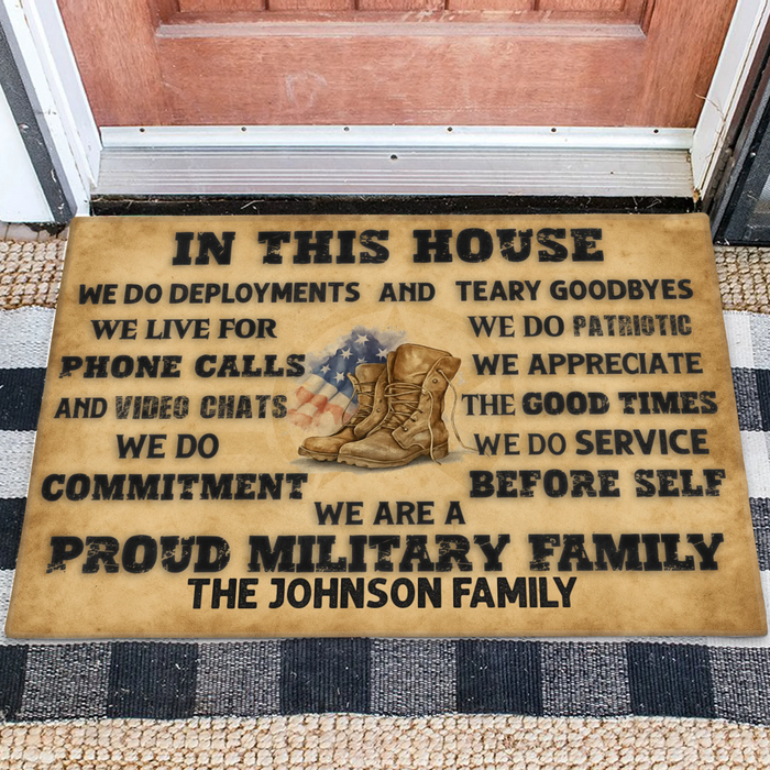 Personalized Family Doormat - Gifts For Family/Patriots/Memorial Day/Independence Day - We Are A Proud Military Family