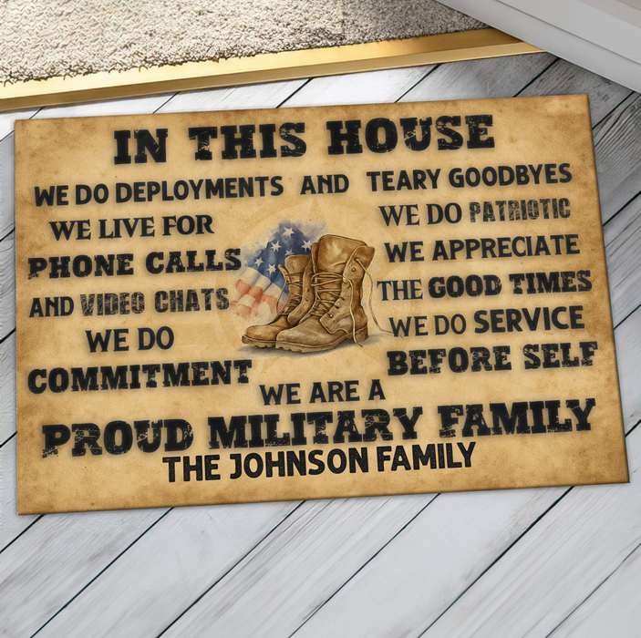Personalized Family Doormat - Gifts For Family/Patriots/Memorial Day/Independence Day - We Are A Proud Military Family