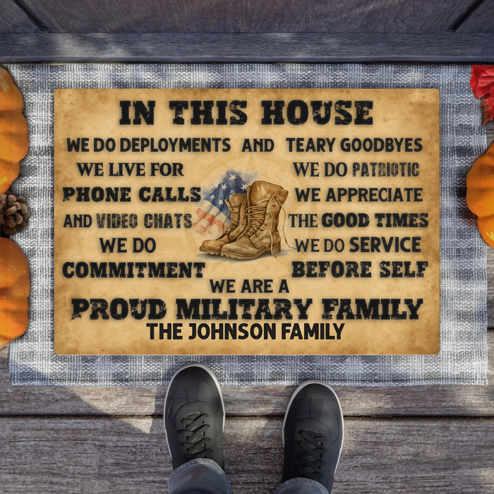 Personalized Family Doormat - Gifts For Family/Patriots/Memorial Day/Independence Day - We Are A Proud Military Family