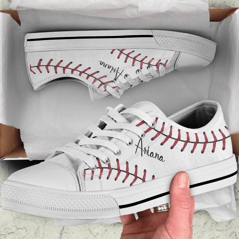 Personalized Baseball Low Top Canvas Sneakers - Best Gift Idea For Baseball Lovers