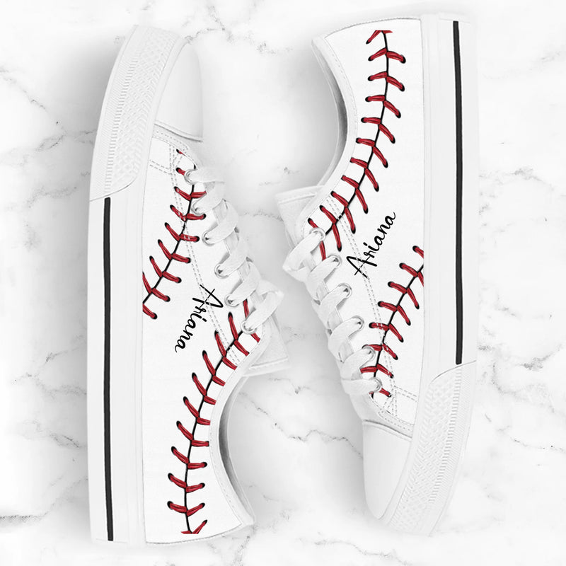 Personalized Baseball Low Top Canvas Sneakers - Best Gift Idea For Baseball Lovers
