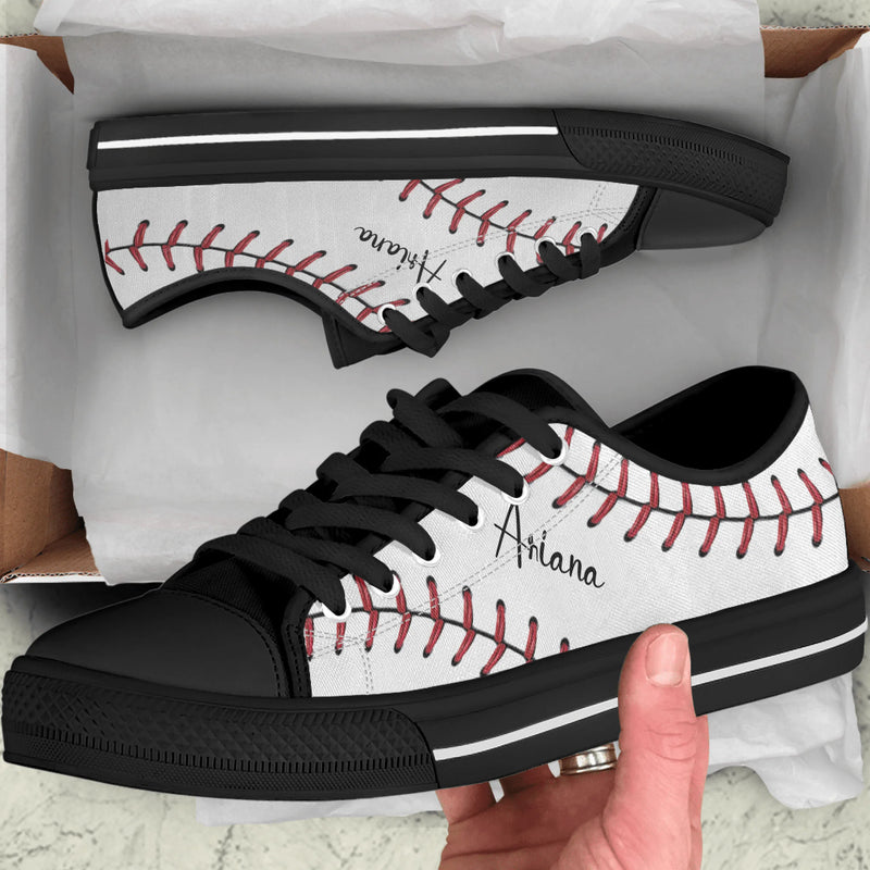 Personalized Baseball Low Top Canvas Sneakers - Best Gift Idea For Baseball Lovers