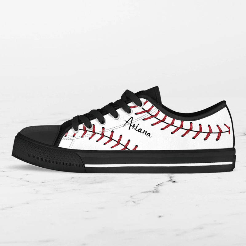 Personalized Baseball Low Top Canvas Sneakers - Best Gift Idea For Baseball Lovers