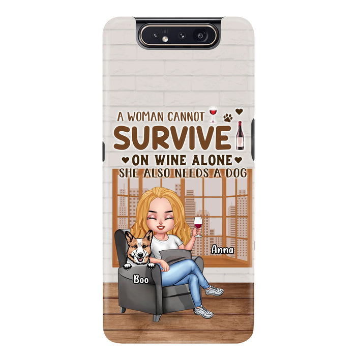 Personalized Pet Mom Phone Case - Up to 4 Dogs/Cats - Mother's Day Gift Idea For Dog/Cat Lovers - A Woman Cannot Survive On Wine Alone She Also Needs A Dog - Case for iPhone/Samsung